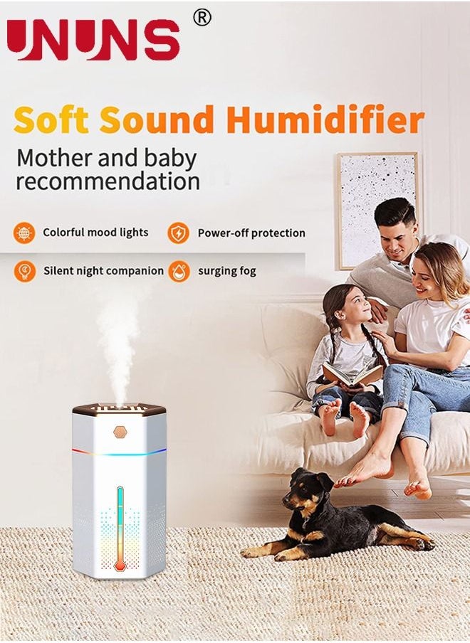 UNUNS - Humidifiers For Bedroom,1L Cool Mist Humidifier With 7 Color Night Lights,USB Powered Aroma Diffuser,Car Air Humidifier,Quiet Humidifier,Portable Desk Humidifier,Auto Shut-Off Air Vaporizer,White - Image 1