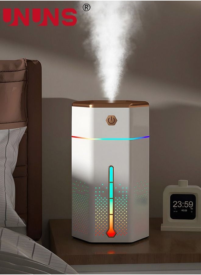 UNUNS - Humidifiers For Bedroom,1L Cool Mist Humidifier With 7 Color Night Lights,USB Powered Aroma Diffuser,Car Air Humidifier,Quiet Humidifier,Portable Desk Humidifier,Auto Shut-Off Air Vaporizer,White - Image 1