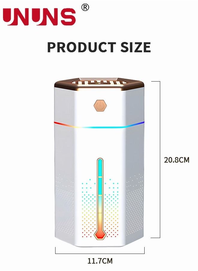 UNUNS - Humidifiers For Bedroom,1L Cool Mist Humidifier With 7 Color Night Lights,USB Powered Aroma Diffuser,Car Air Humidifier,Quiet Humidifier,Portable Desk Humidifier,Auto Shut-Off Air Vaporizer,White - Image 1