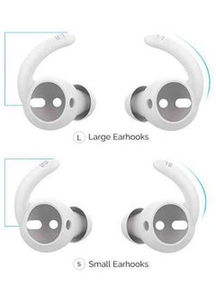 Ahastyle Earbuds Cover for AirPods Pro / Anti-Slip Earbuds Tips with Strap Suitable for Cycling / Working Out at Gym / and Other Fitness Activities (L/S) - White  - Image 2