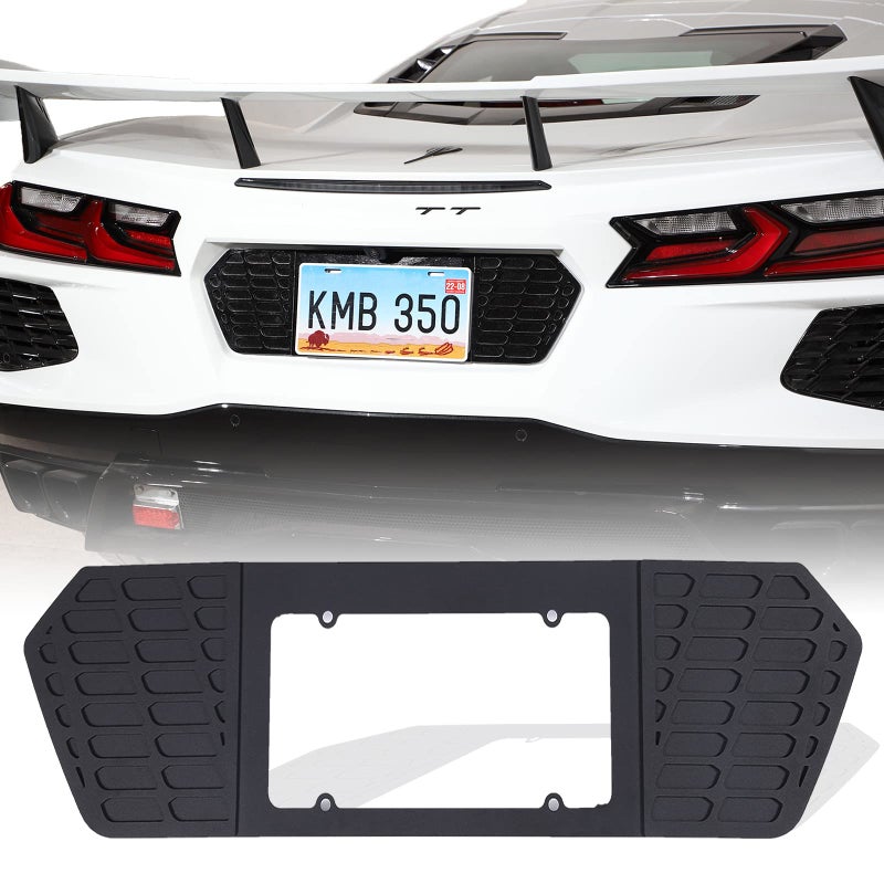 Rear License Frame Compatible with Corvette C8 Stingray 20202023 License Plate Frame Grill Vent Insert Accessory Aluminum Alloy Accessories Black