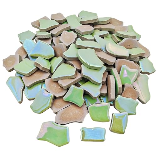 YOZIEMQ 068153 Irregular Ceramic Mosaic Tiles500g11lb Ceramic Mosaic Tiles for CraftsCeramics Mosaic Pieces for Home Decoration or DIY CraftsMosaic Making Supplies Iridescent Pearl Green - Image 3