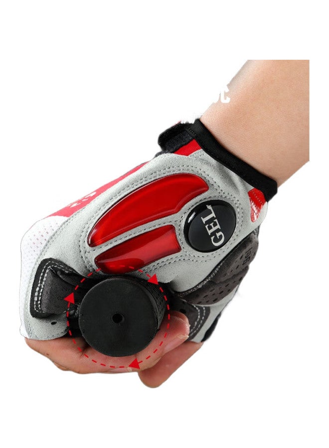 CAVALRY Silicone Half-Finger Gloves, Summer Outdoor Sports Fitness Gloves, Men'S And Women'S Gel Short-Finger Mountain Bike Road Bike Shock-Absorbing Sweat-Wicking Gloves, Cycling Equipment, Red And White, Size M - Image 3