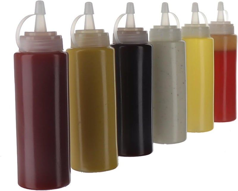 PEGACORN Plastic Squeeze Squirt Condiment Bottles with Twist On Cap Lids top dispensers for Ketchup Mustard Mayo hot sauces Olive Oil Bulk Clear bpa Free BBQ SetWhite650Ml 6 - Image 5