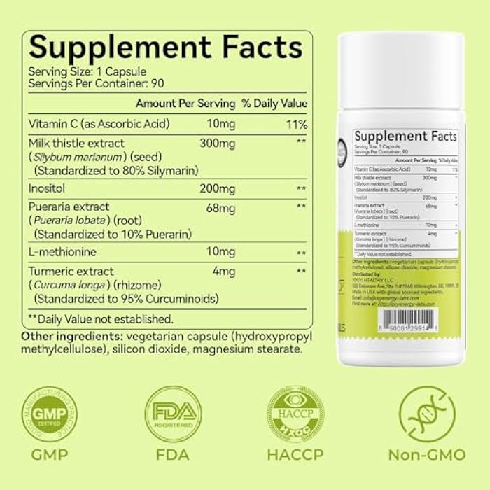 OxyEnergy Silymarin Milk Thistle 300mg Extract with Vitamin C, Inositol & Pueraria, Liver Detox & Repair Support, Antioxidant Support, 90 Vegetarian Capsules - Image 2