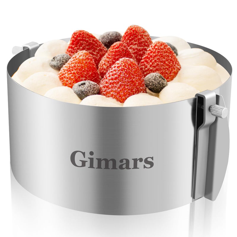 Gimars Adjustable Cake Ring Mould LeakProof FoodSafe Stainless Steel Round Mold for Baking Cake Baking Ring Mould Cutter for Cooking Crumpets Eggs Pastry Mousse Desserts