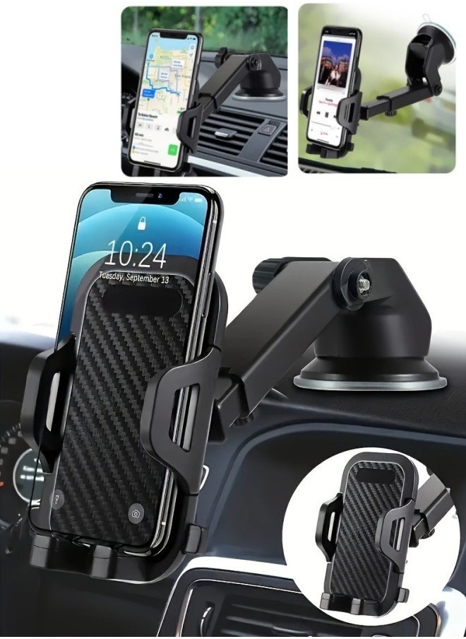 RUNDONG AUTO ACCESSORIES Car Dashboard Suction Cup Telescopic Rod Universal Mobile Phone Holder  - Image 1