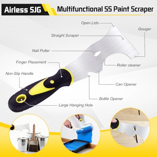 Airless SJG 14PCS Drywall Knife Set, Hand Tool Kit Include Stainless Steel Putty Knives, Taping Knives, Painter Scraper, 14" Drywall Mud Pan,Oxford Carry Bag & Sanding Block,Spackle Tools for Home - Image 5