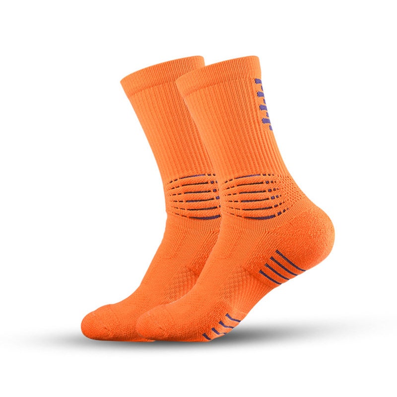 Generic Meikes Mens Medium Elite Basketball Socks Quick-drying Wear-resistant terry socks Thickened Towel Bottom Training Sports Socks Orange - Image 1