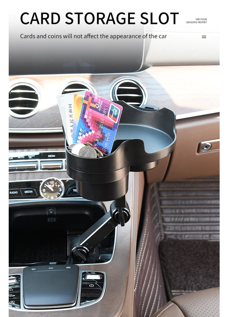 Car Cup Holder Tray Rack, 360 Degrees Rotatable Car Food Tray with Phone Slot, Multifunctional Cup Holder Expander with Tray and Swivel Arm for Car(Black) - Image 5