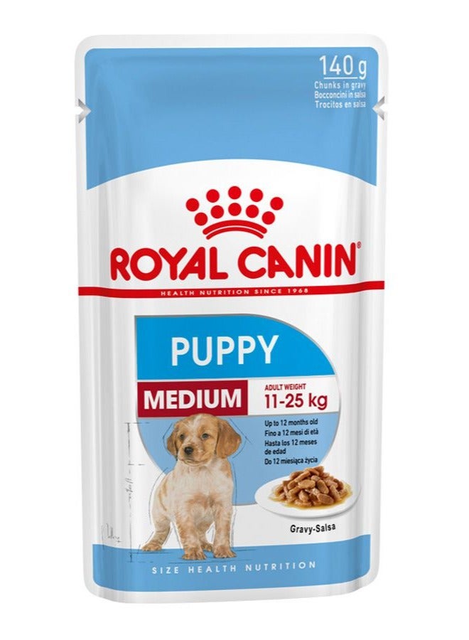Royal Canin Size Health Nutrition Medium Puppy (WET FOOD - Pouches) 10 x 140g - Image 1