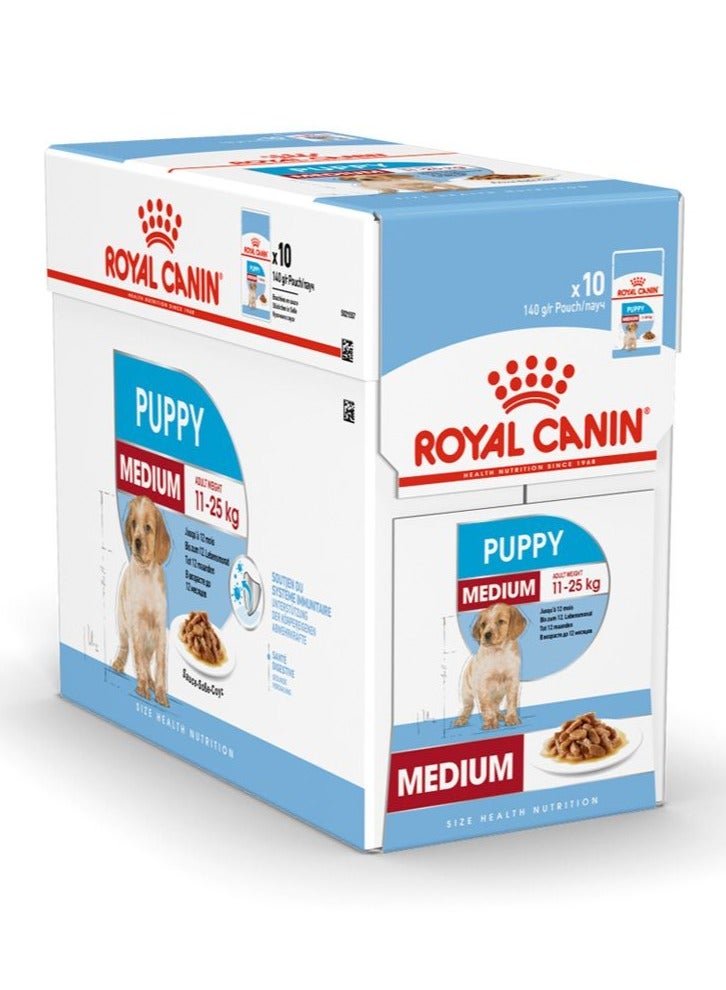 Royal Canin Size Health Nutrition Medium Puppy (WET FOOD - Pouches) 10 x 140g - Image 2