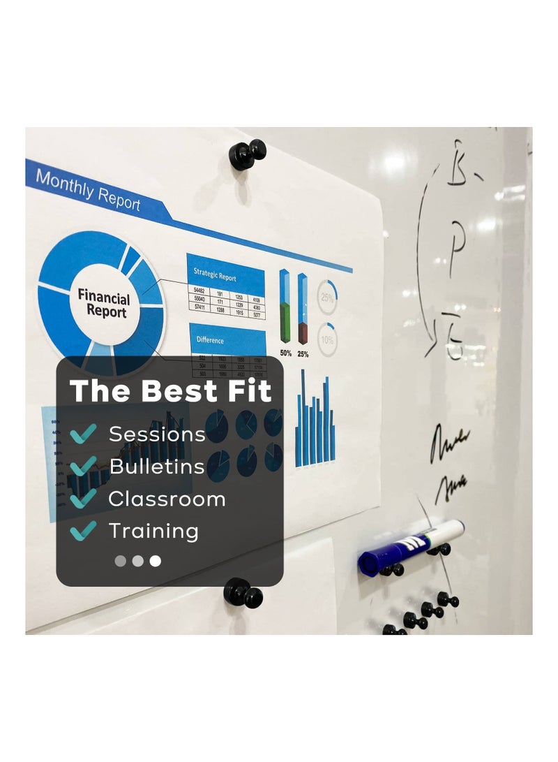 12 قطعة دبابيس مغناطيسية قوية للاستخدام الثقيل لثلاجة المكتب المطبخ مثالية للوحة البيضاء والخرائط لون أسود - Image 5