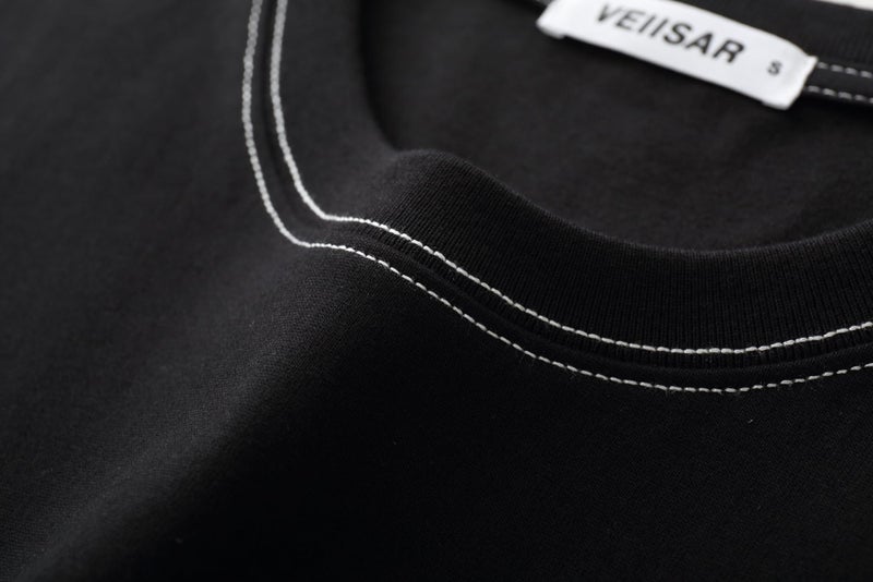 VEIISAR Men's Heavy Weight Crew Neck T-Shirt - Mens Premium Cotton Thick Tee Pre Shrunk Black L - Image 5