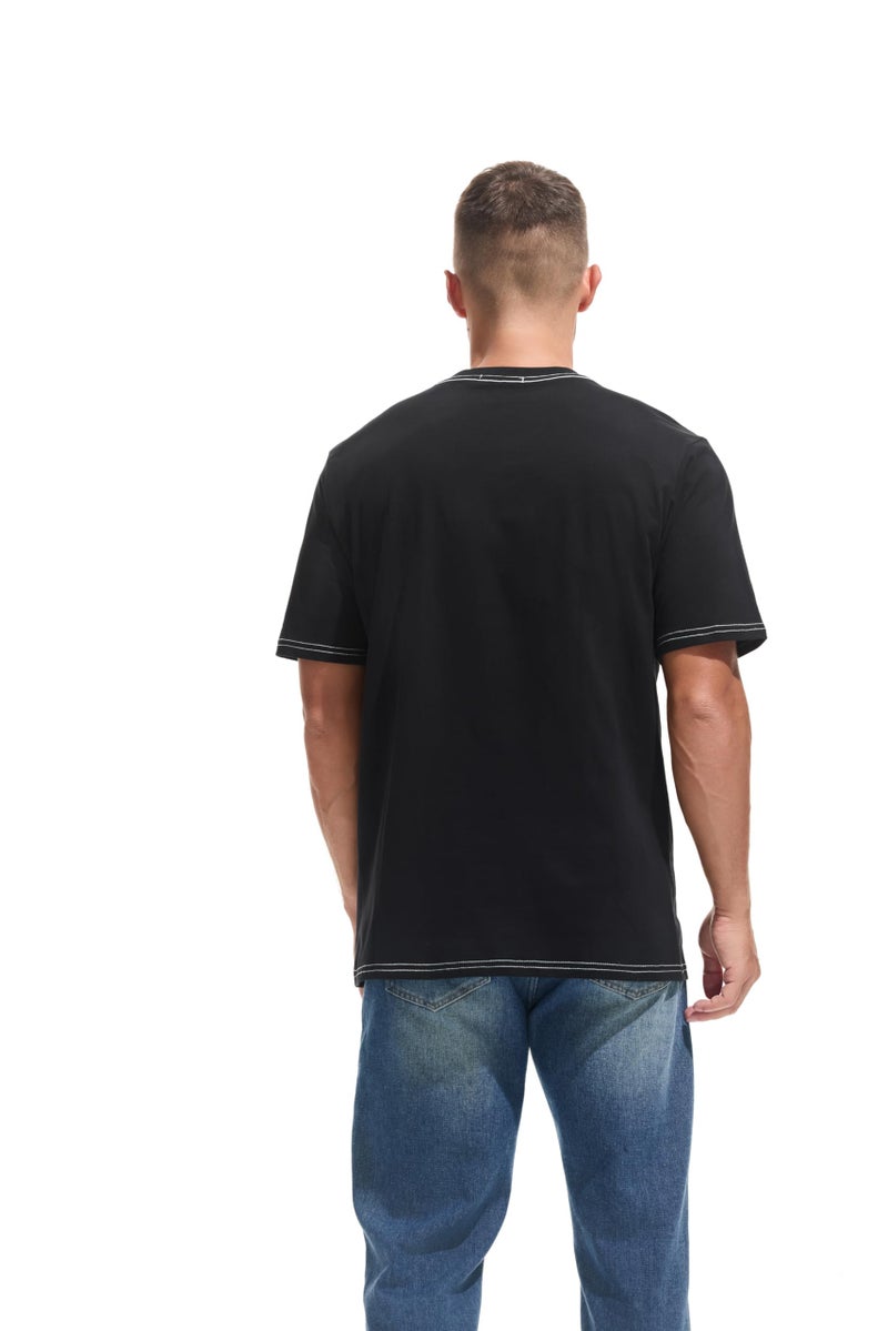 VEIISAR Men's Heavy Weight Crew Neck T-Shirt - Mens Premium Cotton Thick Tee Pre Shrunk Black L - Image 2