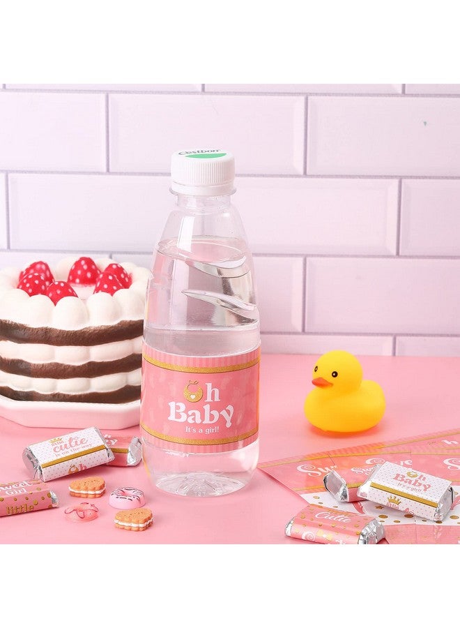 Teling 80 Pieces Baby Shower Water Bottle Labels Waterproof Water Bottle Stickers Wrappers Labels for Baby Shower Party Decoration(Pink Girl Style) - Image 4