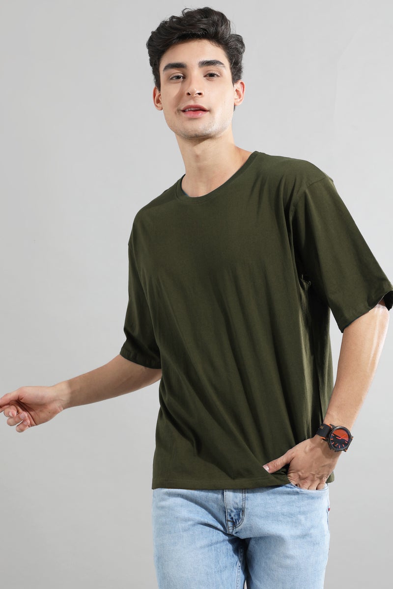 Dutees Olive Green Street Tees Oversized T-Shirt - Image 1