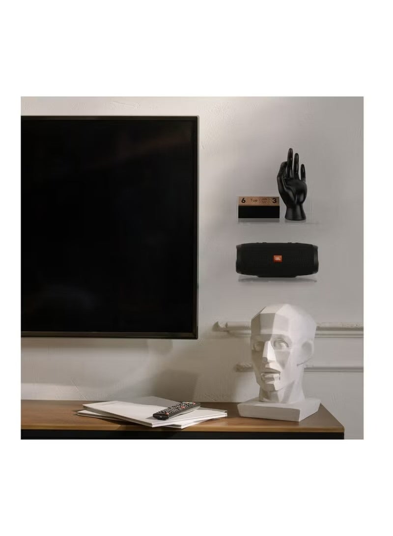 يوجي مجموعة من 2 الاكريليك العائمة الجدار الرفوف معلقة الرفوف، اللاصق الجدار عرض الرف حامل الوقوف للنبات وعاء، مكبر الصوت، كاميرا الأمن، الأرقام في المكتب والمنزل، 8 × 6 بوصة - Image 2