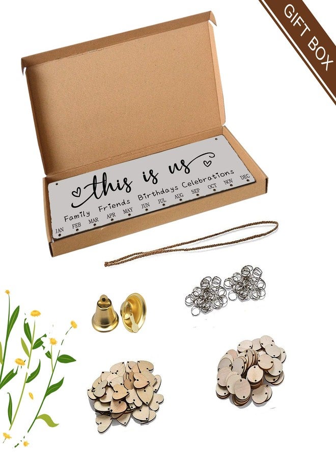 Buecasa Wooden Family Birthday Reminder Calendar Board Wall Hanging - DIY Decorative Birthday Tracker Plaque with 100 Tags - Gifts Presents for Mom Grandmas - Image 5