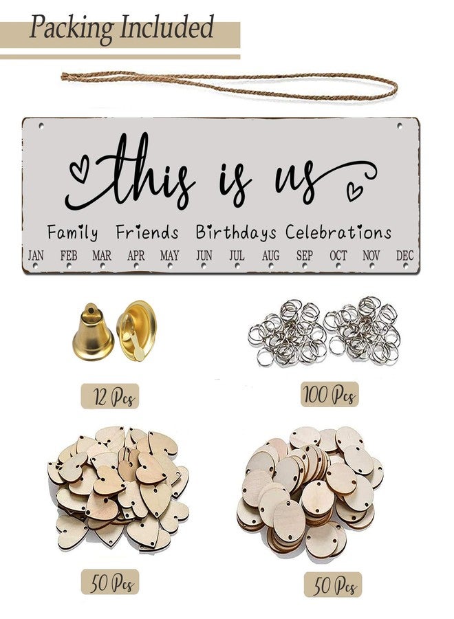 Buecasa Wooden Family Birthday Reminder Calendar Board Wall Hanging - DIY Decorative Birthday Tracker Plaque with 100 Tags - Gifts Presents for Mom Grandmas - Image 4