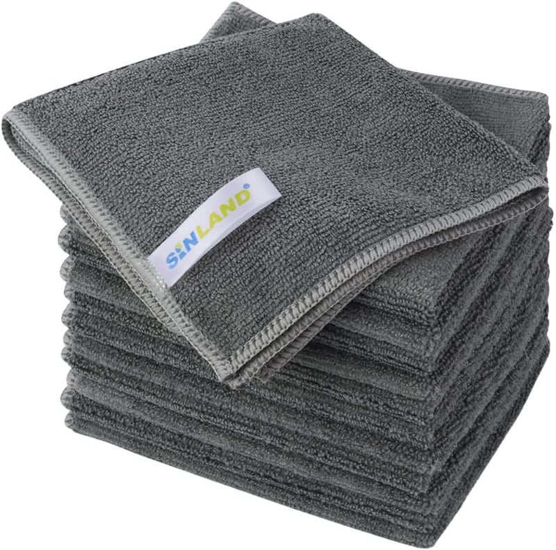 Sinland Microfibre Cleaning Cloths Cleaning Microfibre Cloth Washing Cleaning Wipe Dusting 12 Pieces 30 cm x 30 cm - Image 1