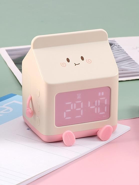 VishBin Childrens Alarm Clock Snooze Function 5 Tones Time and Week Display LED Screen Alarm Clock Gift for Girls and Boys Pink
