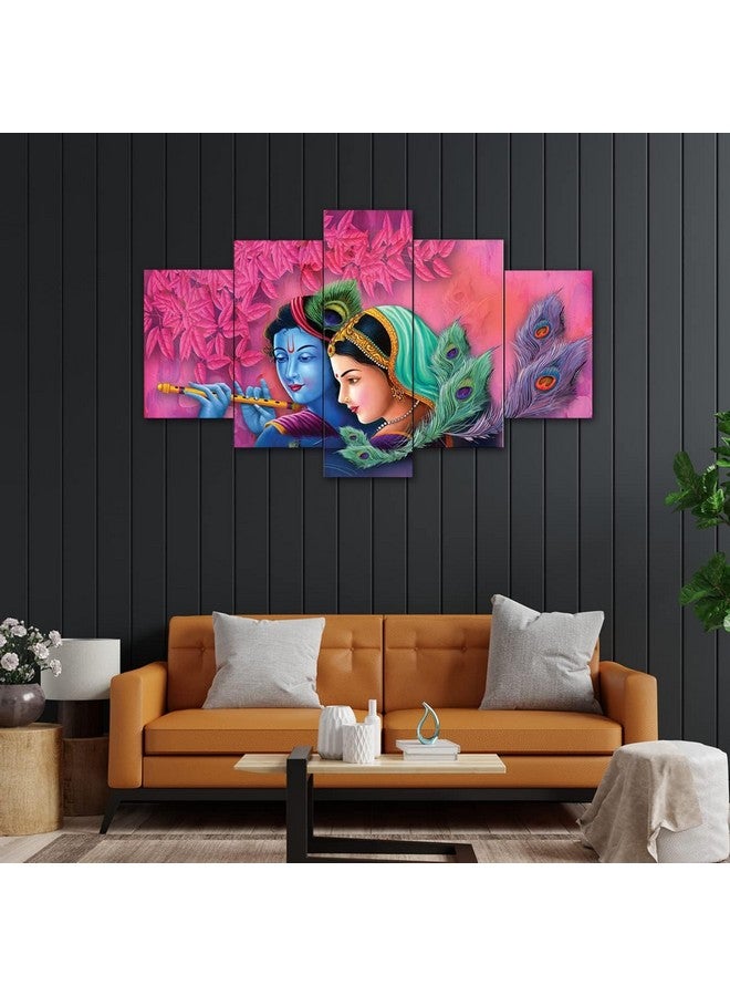 perpetual Radha Krishna Painting For Living Room | Set of 5 Wall Paintings For Wall/Home Decoration Living Room Bedroom Office Hotel Wall Art Dining Area Decor (k5z) - Image 1
