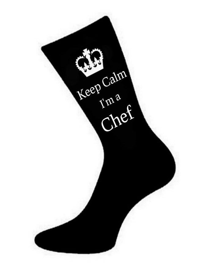 Oaktree Gifts Mens Black Keep Calm i'm a Chef Socks, US Size 6-13