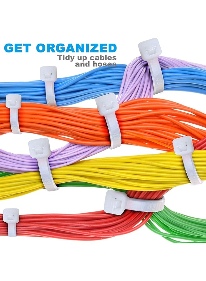 إيروريكس 100 قطعة من أربطة الكابلات البلاستيكية عالية التحمل مقاس 6 بوصات مع قوة شد 20 رطلاً وأشرطة ربط الكابلات ذاتية القفل من النايلون الأبيض للاستخدام الداخلي والخارجي - Image 5