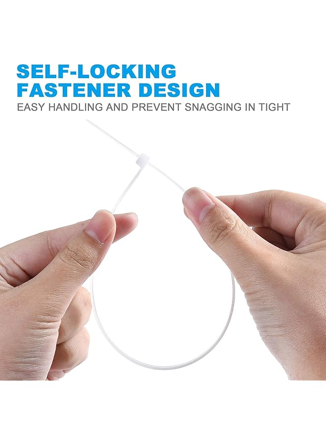 إيروريكس 100 قطعة من أربطة الكابلات البلاستيكية عالية التحمل مقاس 6 بوصات مع قوة شد 20 رطلاً وأشرطة ربط الكابلات ذاتية القفل من النايلون الأبيض للاستخدام الداخلي والخارجي - Image 4