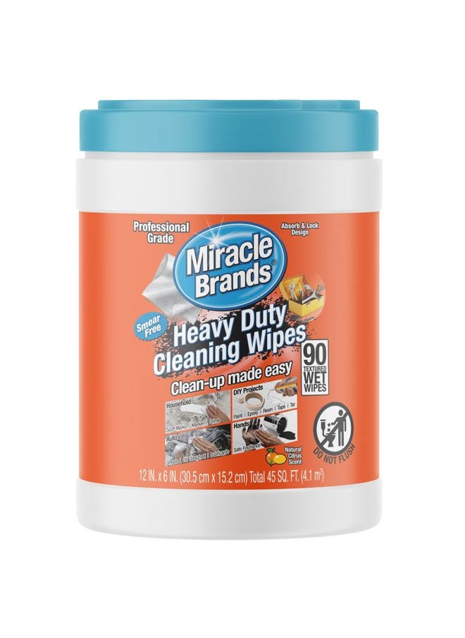 MiracleWipes - for Heavy Duty Cleaning (90 Count) - All Purpose Cleaner, Kitchens, Bathrooms, Countertops, Hands, Indoors, Outdoors - Removes Grease, Grime, Crayon, Dirt & More - Image 1