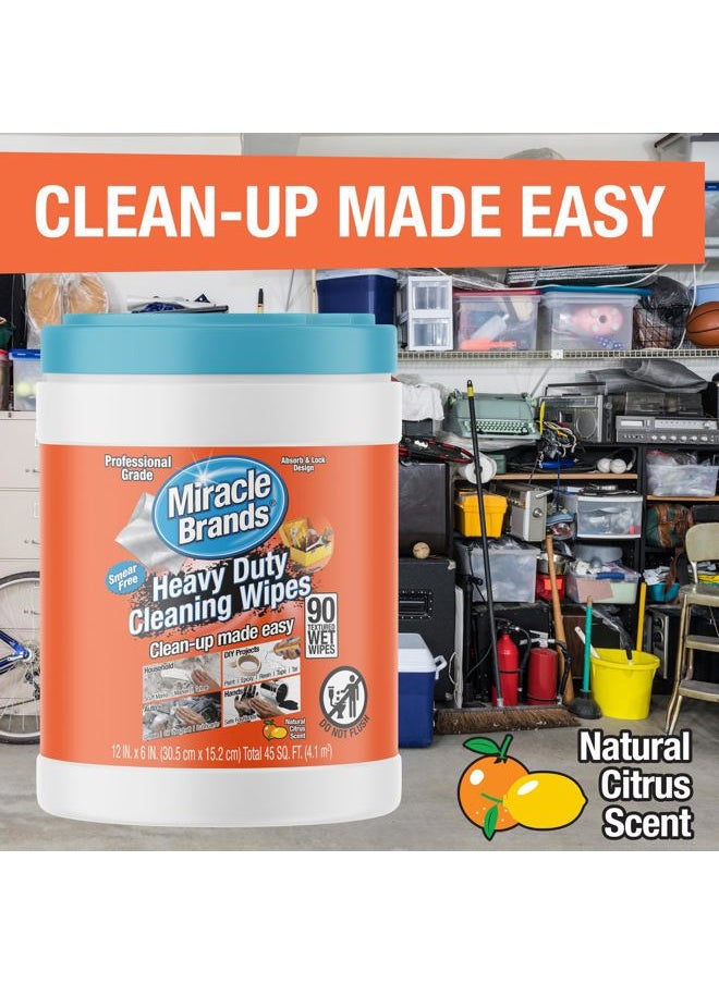 MiracleWipes - for Heavy Duty Cleaning (90 Count) - All Purpose Cleaner, Kitchens, Bathrooms, Countertops, Hands, Indoors, Outdoors - Removes Grease, Grime, Crayon, Dirt & More - Image 1