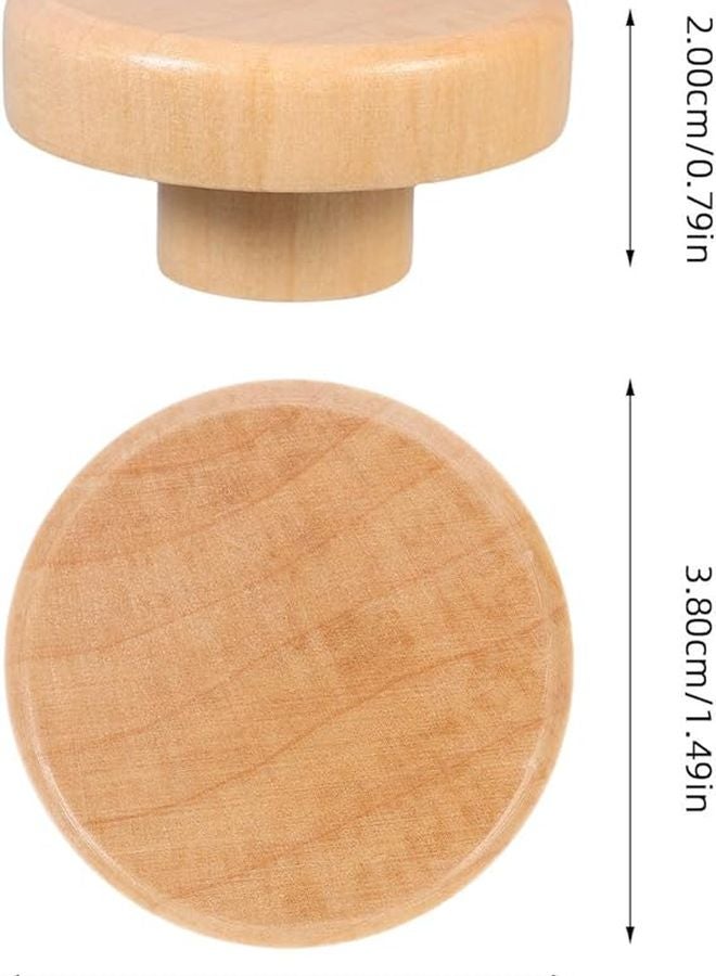 Solid Wood Cabinet Knobs 38mm X 20mm 15Pcs Round Flat Top Drawer Pulls For Furniture Kitchen - Image 2