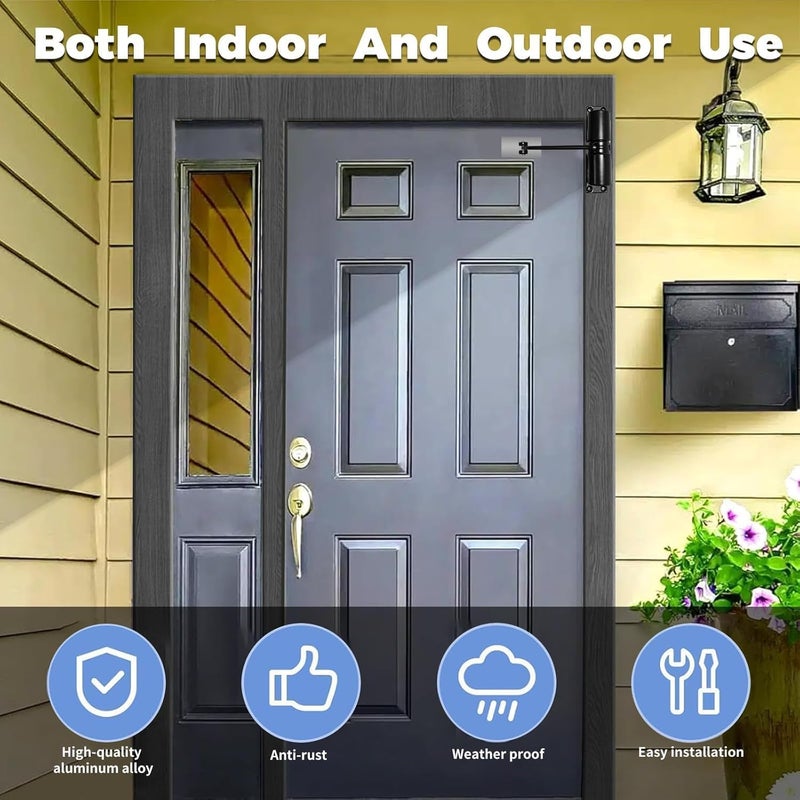 Flygon Heavy Duty Auto Door Closer for Home, Zinc Alloy Automatic Safety Spring DoorCloser, Adjustable and Quiet for Wooden/Metal/Security Doors, Weight Up to 25 Kg (Black) - Image 5