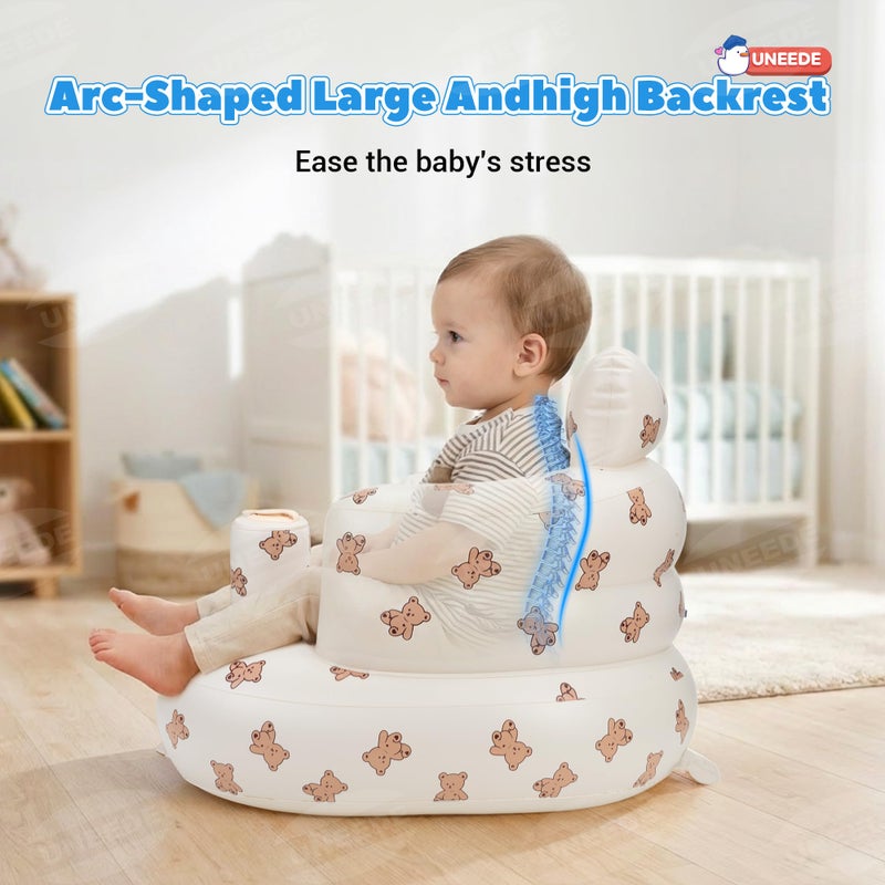 UNEEDE Inflatable Baby Seat for 3 Months & Up, Infant Floor Chair for Sitting Up with Built in Air Pump, Lightweight Travel Baby Seat for Home, Camping, Beach & Outdoor - Image 5