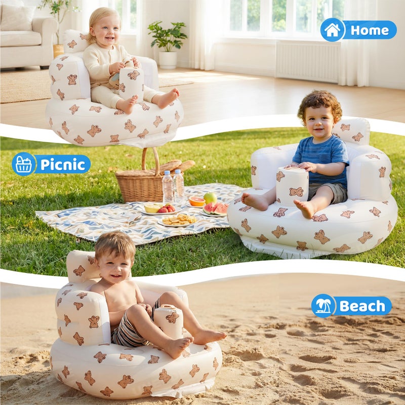 UNEEDE Inflatable Baby Seat for 3 Months & Up, Infant Floor Chair for Sitting Up with Built in Air Pump, Lightweight Travel Baby Seat for Home, Camping, Beach & Outdoor - Image 4