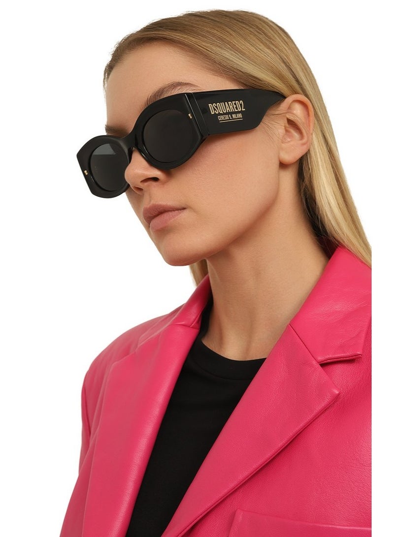 DSQUARED2 نظارات شمسية ديسكويرد2 D2 0071/S 0807‑IR سوداء بيضاوية – عدسة رمادية محمية من الأشعة فوق البنفسجية 51 مم - Image 2