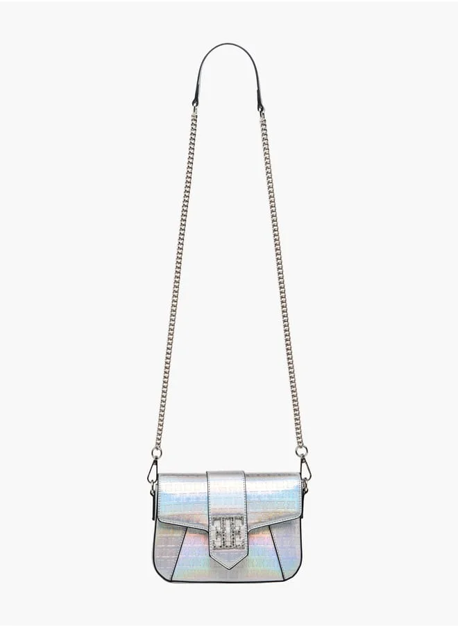 ايل Women Monogram Embossed Crossbody Bag with Detachable Chain Strap