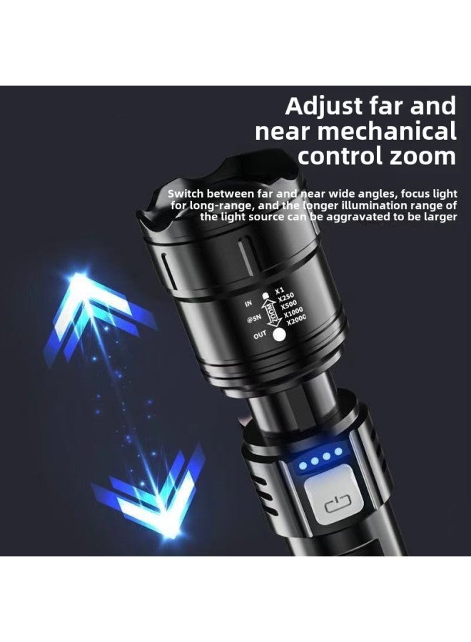 Strong Flashlight White Laser Portable Rechargeable Super Bright Emergency Outdoor Light Zoom Long-shot Spotlight-Product Specifications:Strong Light Flashlight [one]  - Image 4