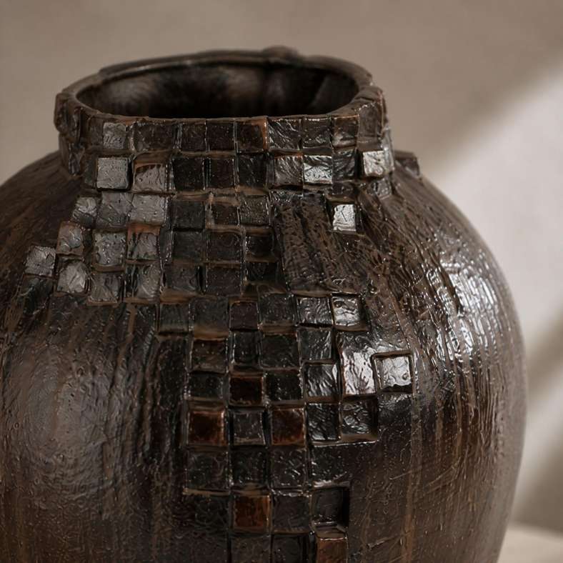 Pan Home Staccato Ceramic Pixel Urn Vase 37x35x41cm - Brown - 112GYC9900002 - Image 2