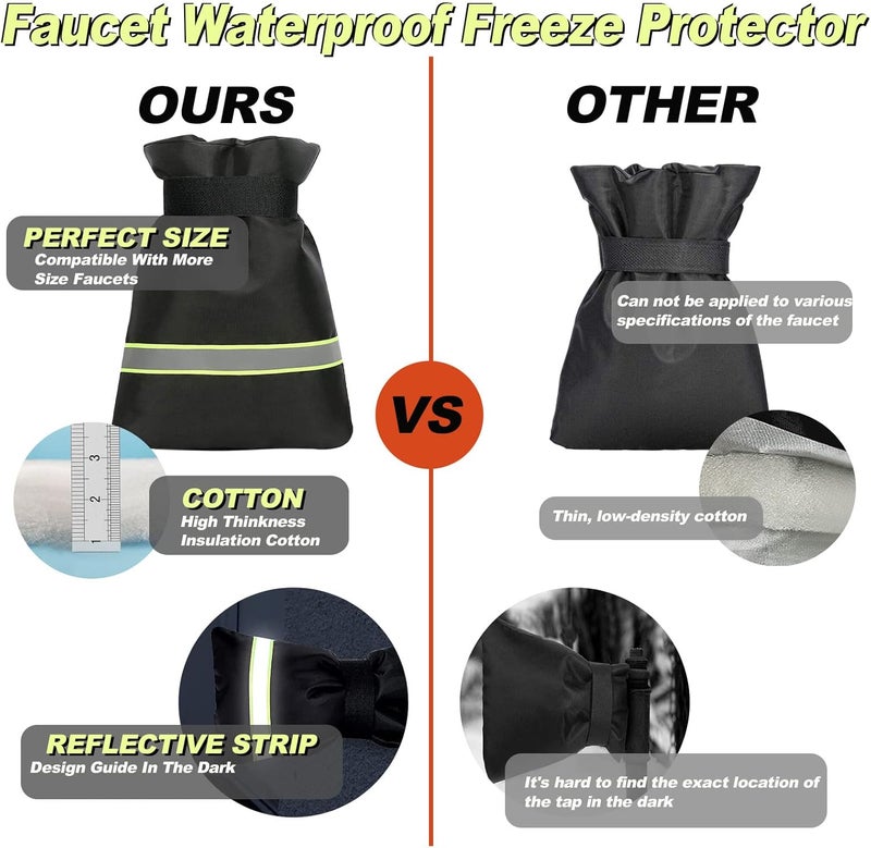 كلاراكو أغطية صنابير خارجية للحماية من تجمد الشتاء، عبوة من قطعتين من أغطية عزل صنابير المياه الخارجية الشتوية، غطاء صنبور معزول مقاوم للماء وقابل لإعادة الاستخدام، عرض 5.9 بوصة × سمك 7.5 بوصة - Image 4
