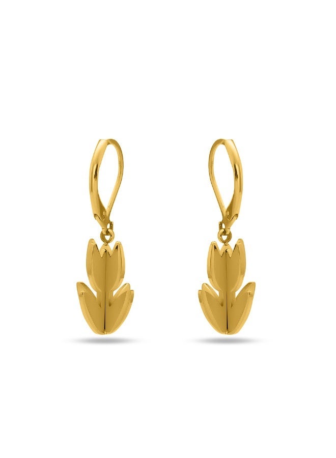 PALMONAS 18k Gold Tone Plated Golden Tulip Earrings
 for Women - Image 1