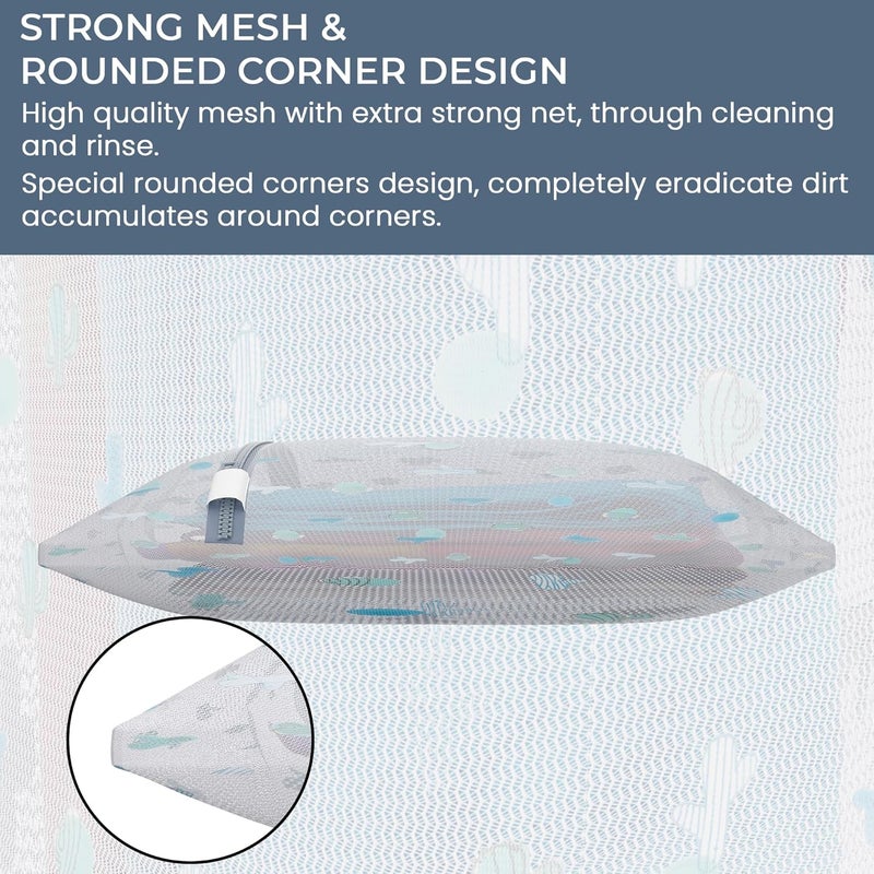 Kuber Industries Set of 12 Polyester Mesh Laundry Bag with Zip Reusable Washing Bags for Washing Machine Ideal for Delicate Fabrics Lingerie Shoes Protection YZ91 Cactus Print White - Image 4