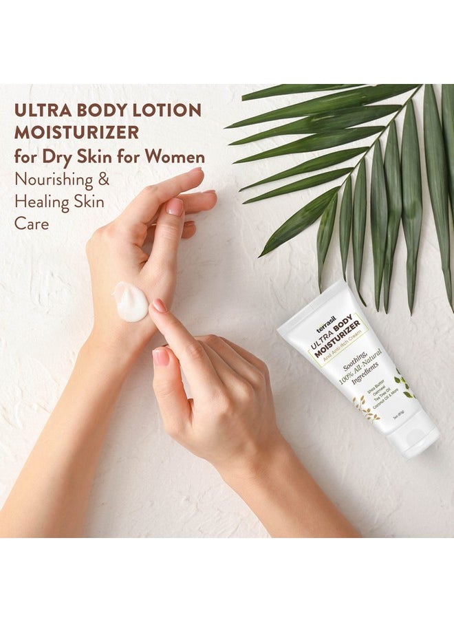 Terrasil - All Natural Dry Skin Body Lotion For Women Moisturizer Cream By Terrasil Shea Butter Tea Tree Lavender Peppermint Coconut Oil Oatmeal Vitamin E Anti Itch 3 Oz (85G) Tube - Image 1