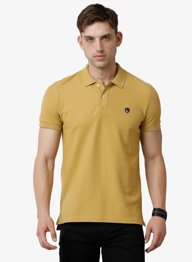 FERVORO Men Yellow Cotton Polo