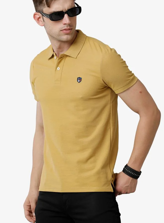 FERVORO Men Yellow Cotton Polo