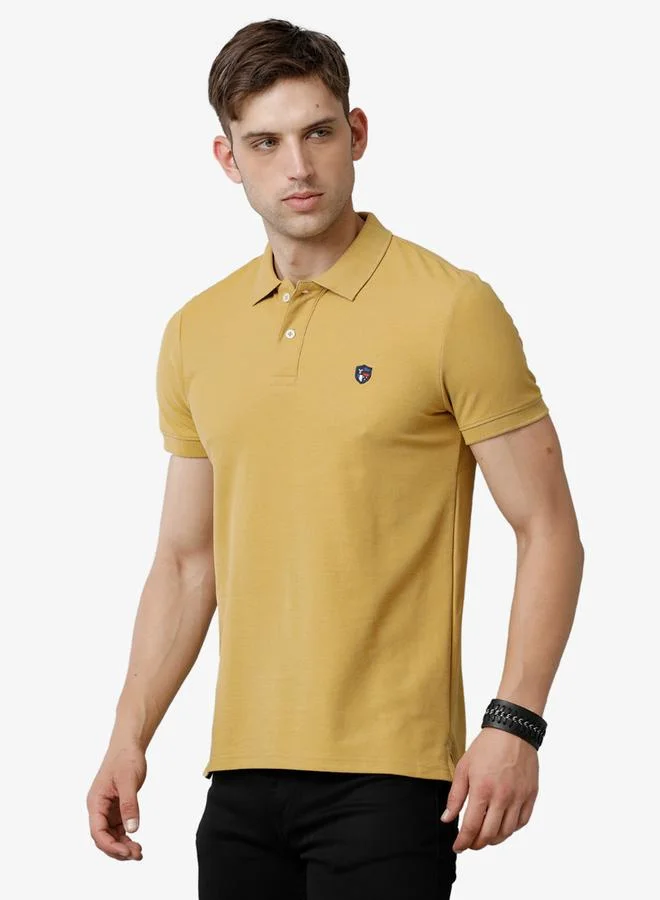 FERVORO Men Yellow Cotton Polo