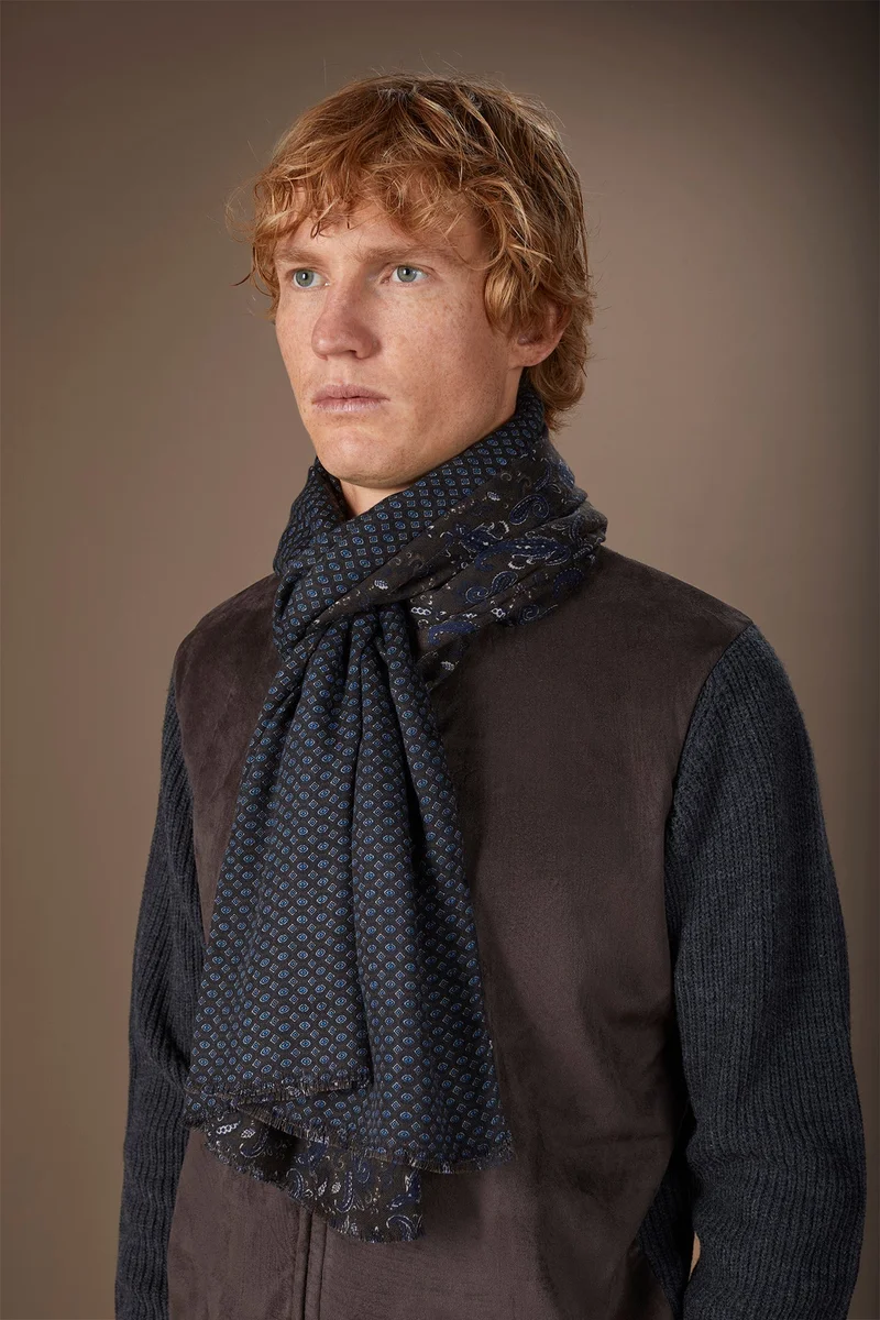 Doppelganger Men's reversible micro pattern pashmina - Bordeaux