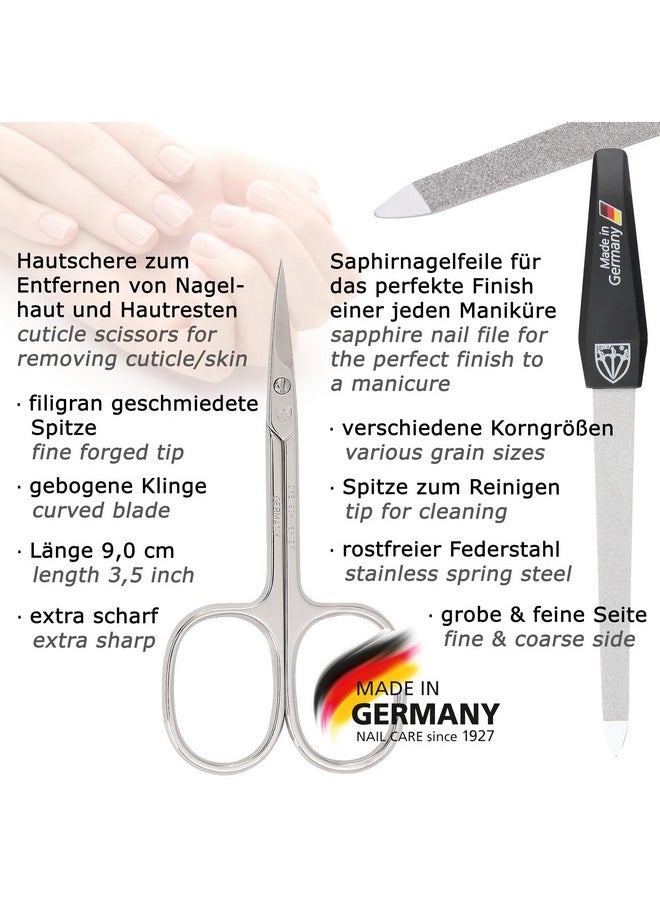 3 Swords Germany Brand Quality 6 Piece Manicure Pedicure Grooming Kit Set Genuine Leather Case Black Made In Germany  - Image 2