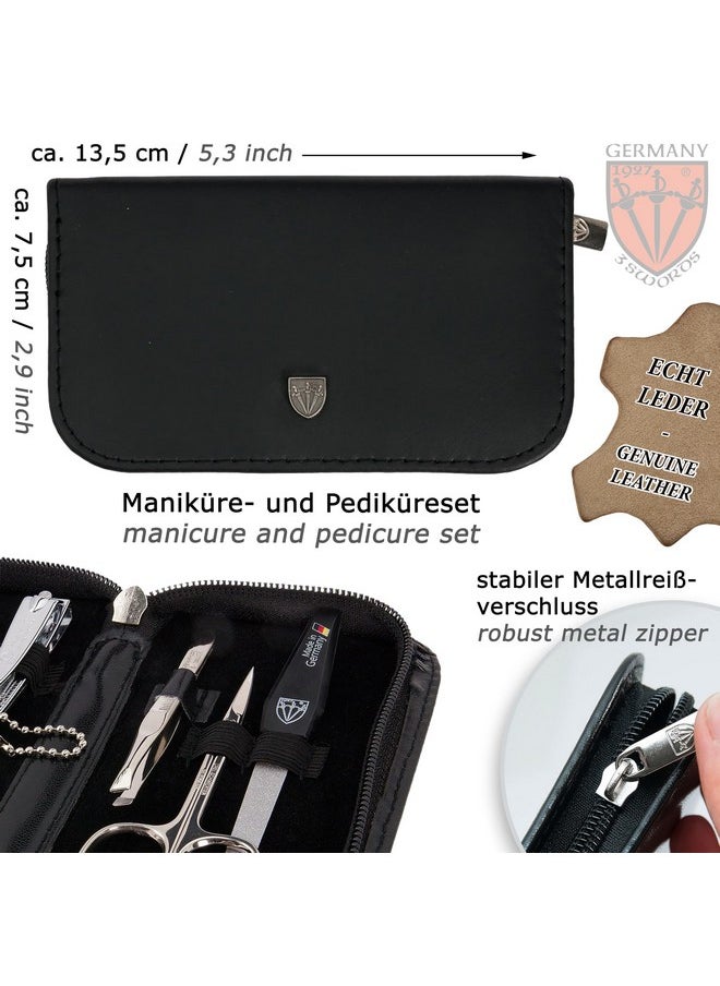3 Swords Germany Brand Quality 6 Piece Manicure Pedicure Grooming Kit Set Genuine Leather Case Black Made In Germany  - Image 4